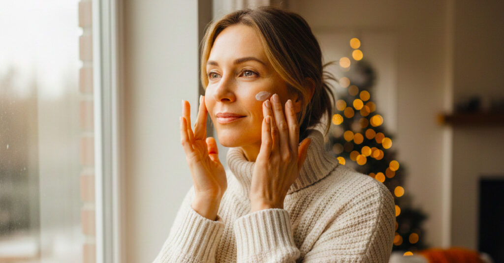 How to Fix Extremely Dry Skin on Face in Winter: Fun & Friendly Guide for Women Aged 35–45 Woman applying moisturizer to extremely dry skin during winter skincare routine at home