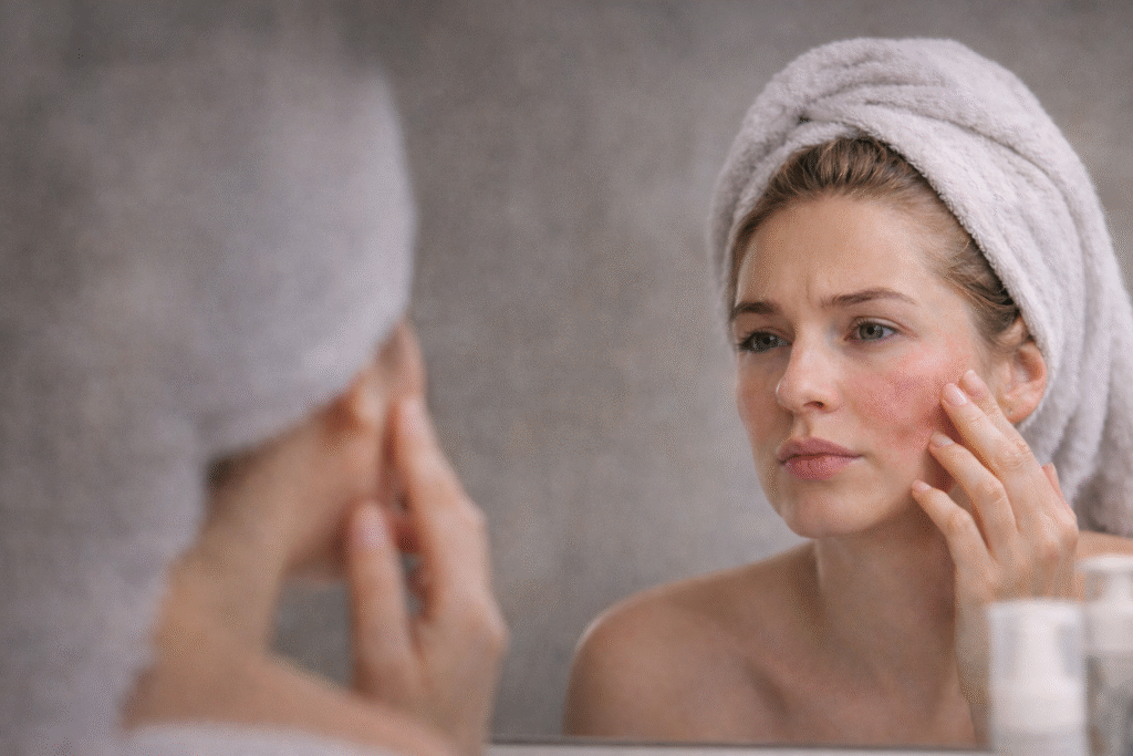 repair damaged skin barrier woman checking skin