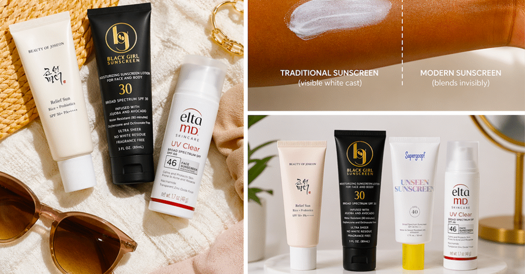 best sunscreen for dark skin no white cast